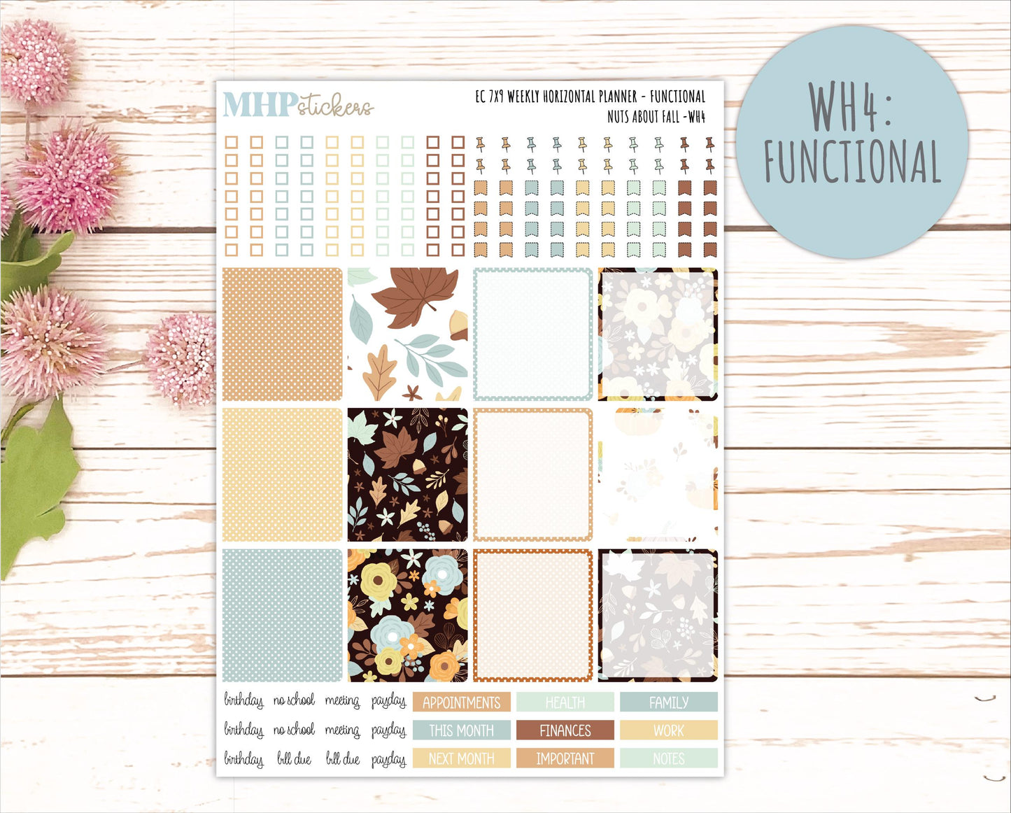 NOVEMBER Weekly Horizontal Planning Kit for 7x9 Erin Condren Planners. 2026 Collection "Nuts About Fall" || ECWH
