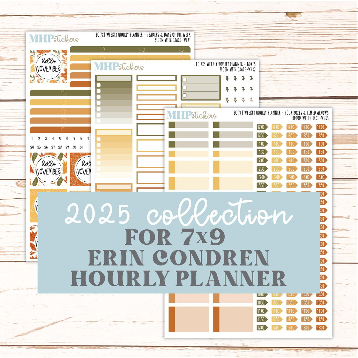 NOVEMBER Weekly Hourly Planning Kits for 7x9 Erin Condren Planners. 2026 Collection "Falling Leaves" || ECWHR