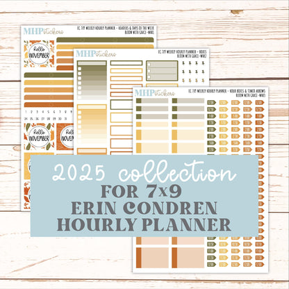 NOVEMBER Weekly Hourly Planning Kits for 7x9 Erin Condren Planners. 2026 Collection "Falling Leaves" || ECWHR
