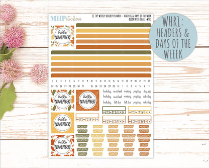 NOVEMBER Weekly Hourly Planning Kits for 7x9 Erin Condren Planners. 2026 Collection "Falling Leaves" || ECWHR
