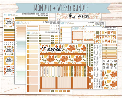 NOVEMBER Weekly Hourly Planning Kits for 7x9 Erin Condren Planners. 2026 Collection "Falling Leaves" || ECWHR
