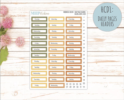 NOVEMBER 2026 Stickers for Hobonichi Cousin. A5 Planners "Falling Leaves" || HC