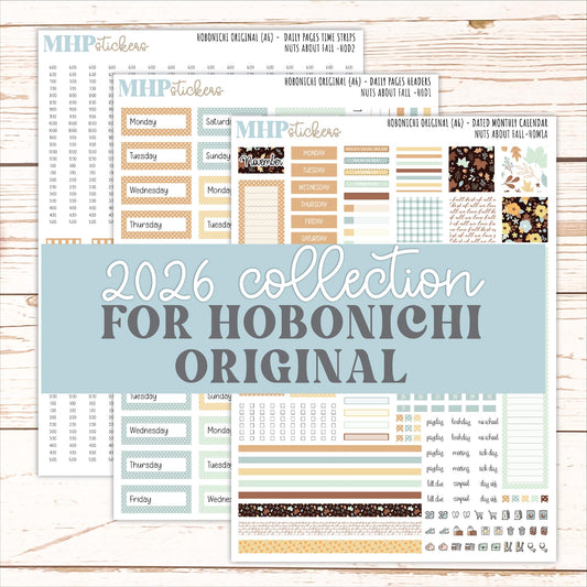 NOVEMBER 2026 Stickers for Hobonichi Techo Original. A6 Planners "Nuts About Fall" || HO