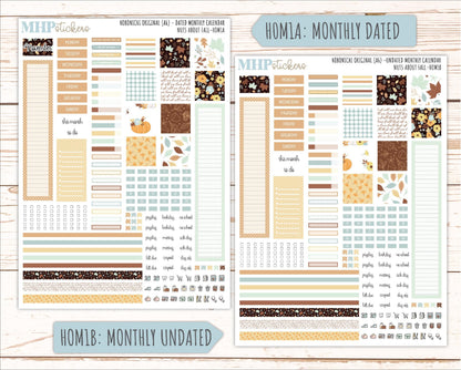 NOVEMBER 2026 Stickers for Hobonichi Techo Original. A6 Planners "Nuts About Fall" || HO
