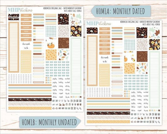 NOVEMBER 2026 Stickers for Hobonichi Techo Original. A6 Planners "Nuts About Fall" || HO