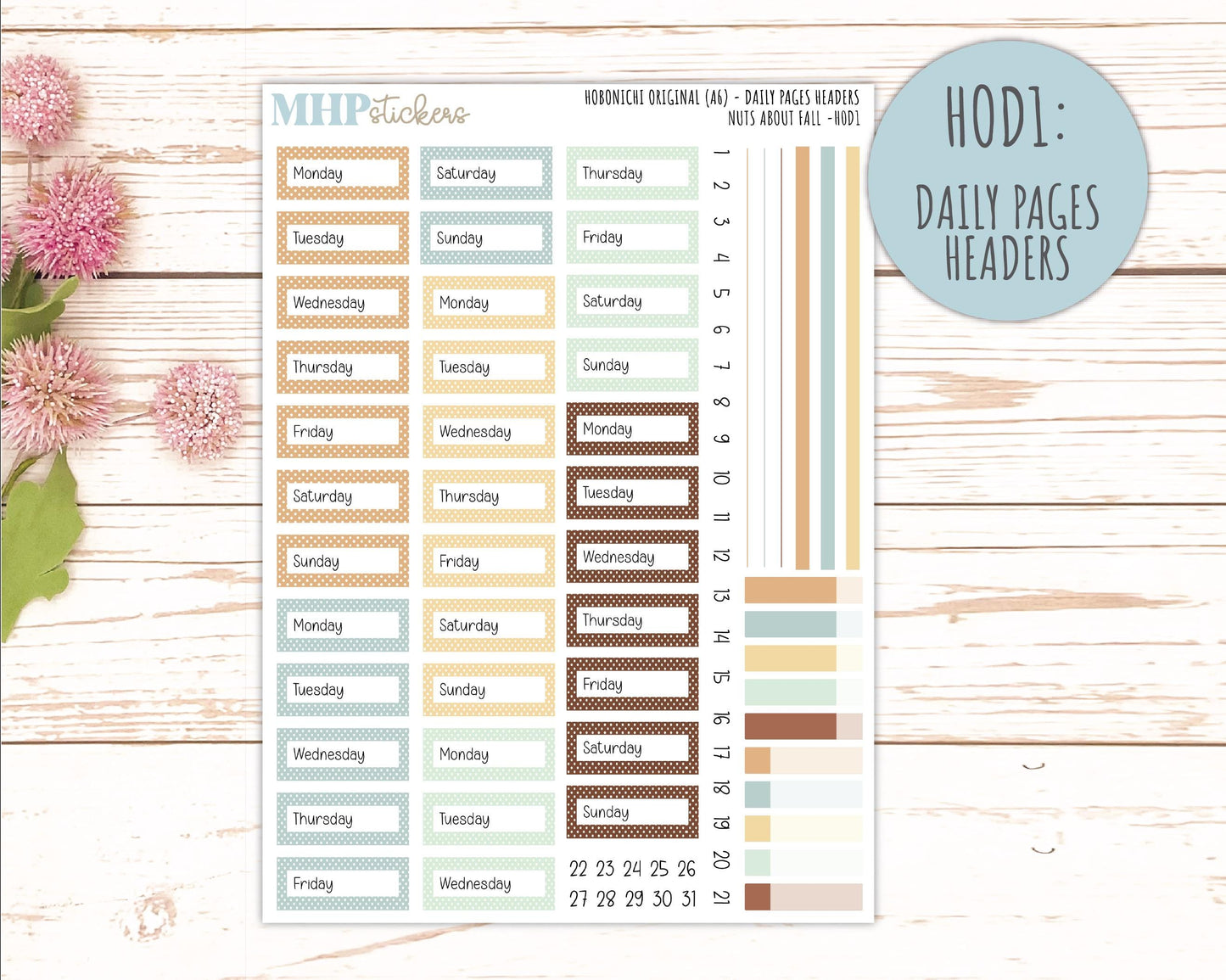 NOVEMBER 2026 Stickers for Hobonichi Techo Original. A6 Planners "Nuts About Fall" || HO