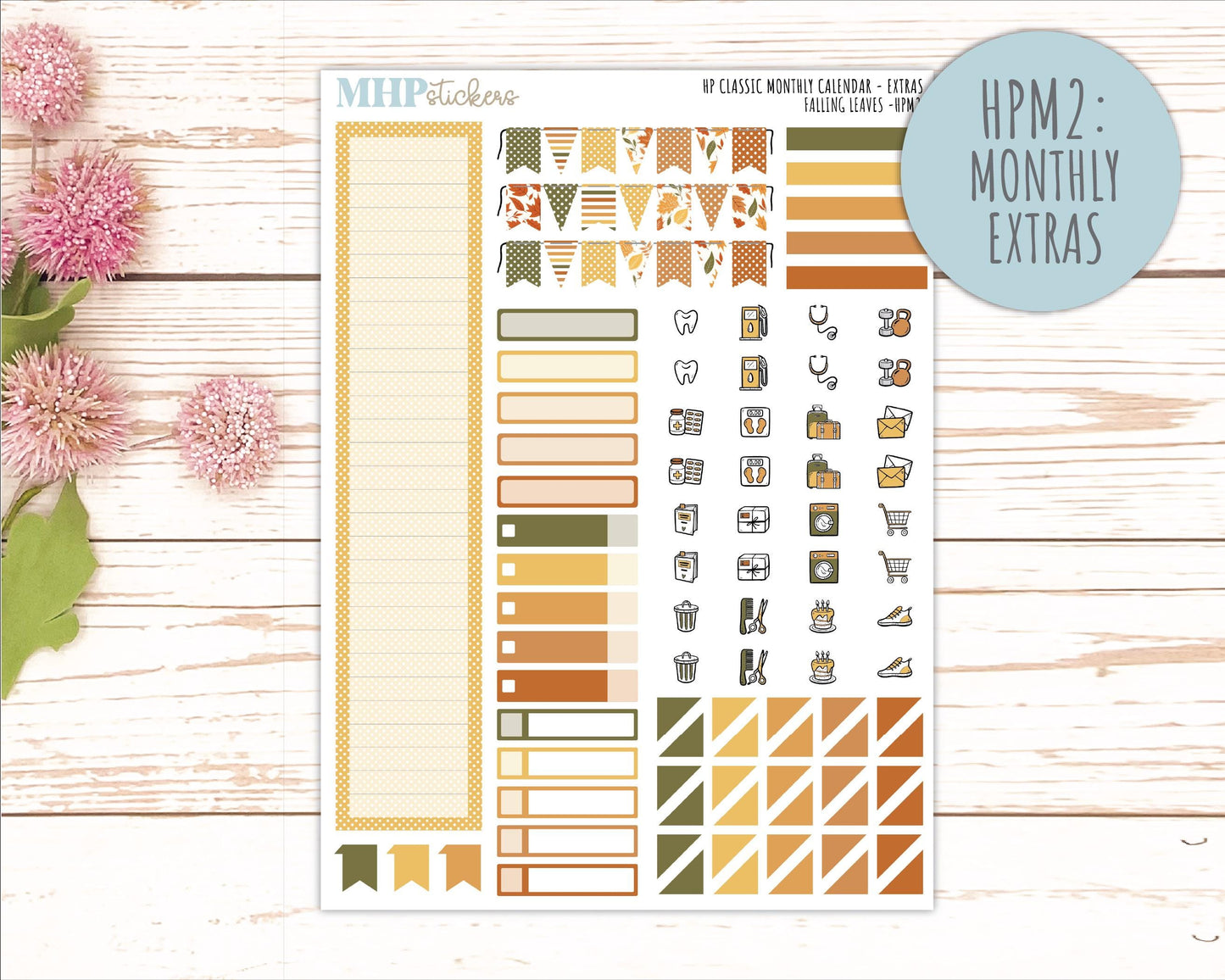 NOVEMBER Stickers for Happy Planner Classic Dashboard Layout. 2026 Collection. "Falling Leaves" || HPD