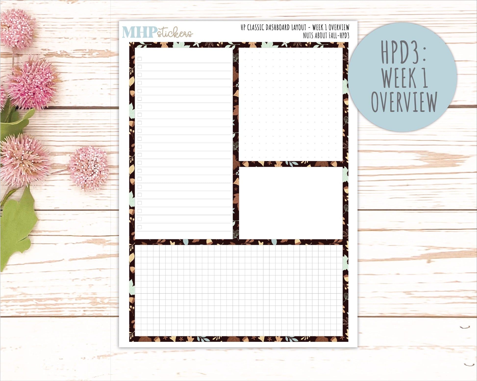 NOVEMBER Stickers for Happy Planner Classic Dashboard Layout. 2026 Collection. "Nuts About Fall || HPD