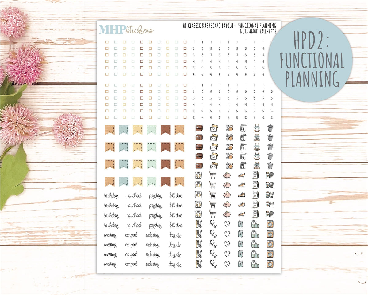 NOVEMBER Stickers for Happy Planner Classic Dashboard Layout. 2026 Collection. "Nuts About Fall || HPD