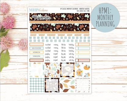 NOVEMBER Stickers for Happy Planner Classic Dashboard Layout. 2026 Collection. "Nuts About Fall || HPD