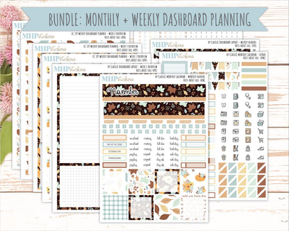 NOVEMBER Stickers for Happy Planner Classic Dashboard Layout. 2026 Collection. "Nuts About Fall || HPD