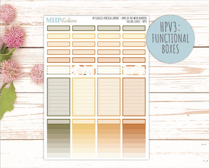 NOVEMBER Stickers for Happy Planner Classic Vertical Layout. 2026 Collection. "Falling Leaves" || HPV