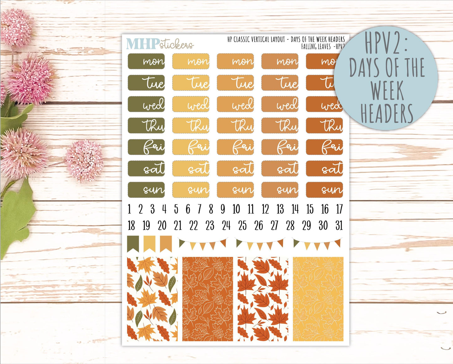 NOVEMBER Stickers for Happy Planner Classic Vertical Layout. 2026 Collection. "Falling Leaves" || HPV