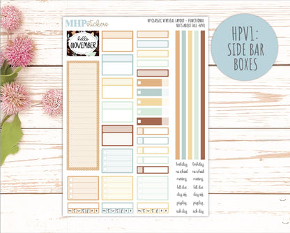 NOVEMBER Stickers for Happy Planner Classic Vertical Layout. 2026 Collection. "Nuts About Fall " || HPV