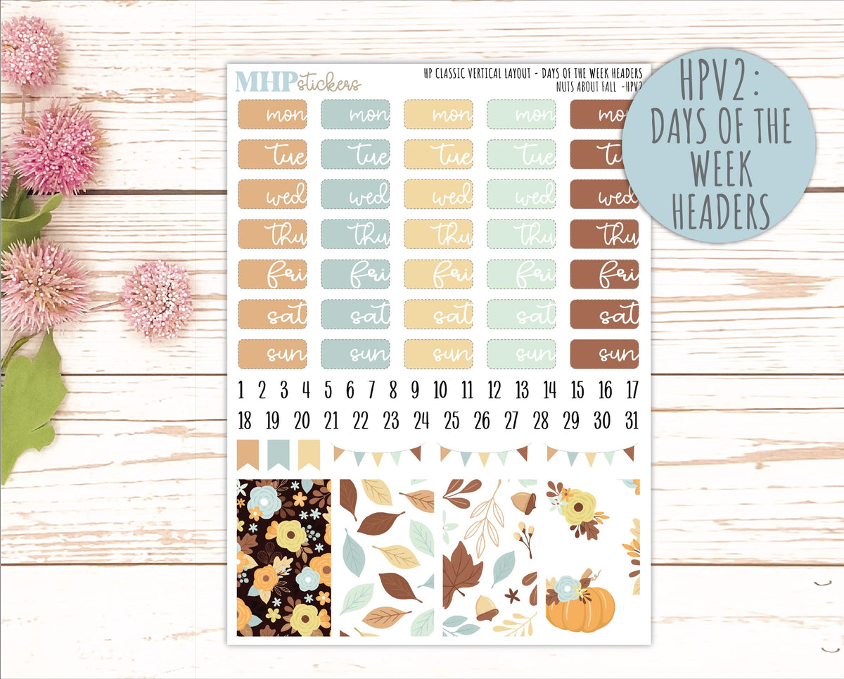 NOVEMBER Stickers for Happy Planner Classic Vertical Layout. 2026 Collection. "Nuts About Fall " || HPV