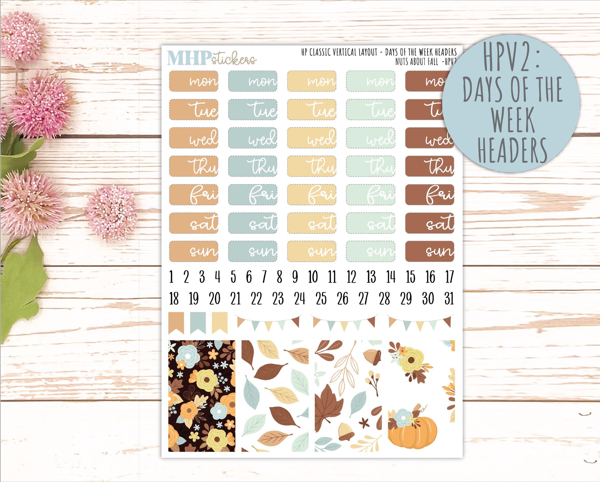 NOVEMBER Stickers for Happy Planner Classic Vertical Layout. 2026 Collection. "Nuts About Fall " || HPV