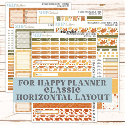 NOVEMBER Stickers for Happy Planner Classic Horizontal Layout. 2026 Collection. "Falling Leavest" || HPH