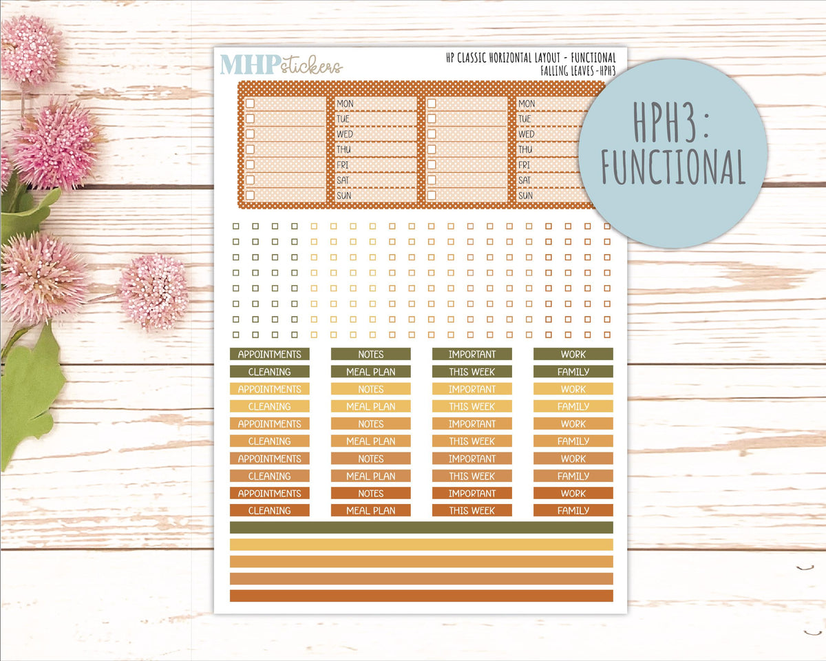 NOVEMBER Stickers for Happy Planner Classic Horizontal Layout. 2026 Collection. "Falling Leavest" || HPH
