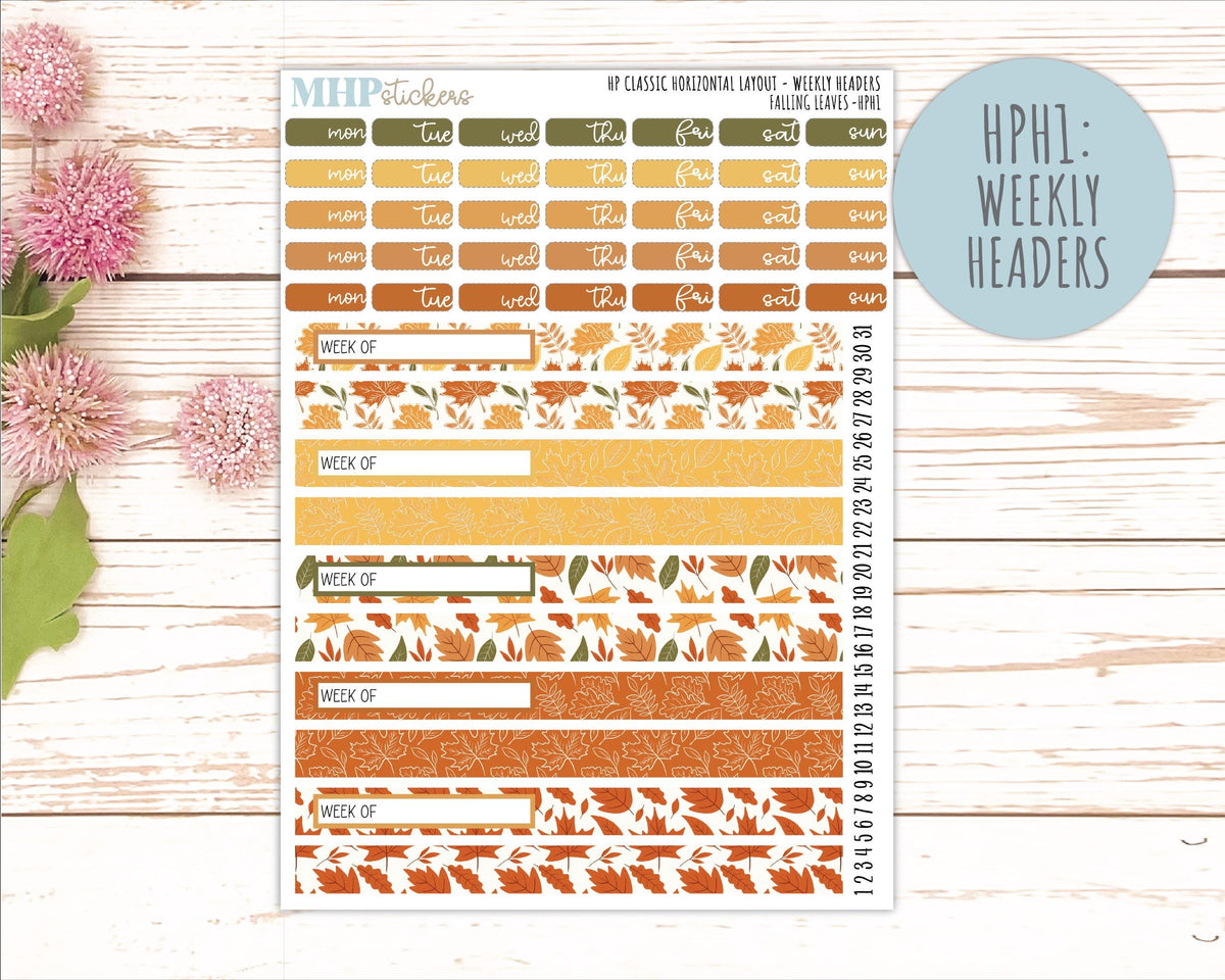 NOVEMBER Stickers for Happy Planner Classic Horizontal Layout. 2026 Collection. "Falling Leavest" || HPH