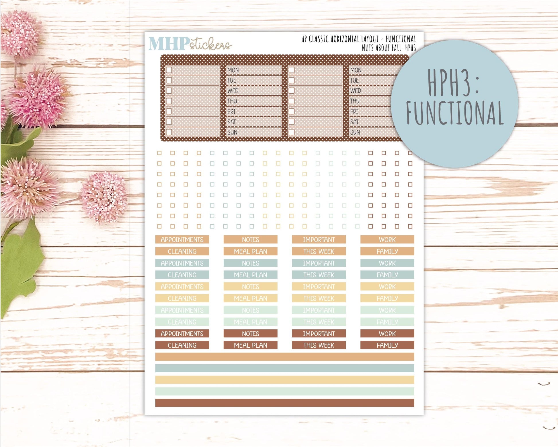 NOVEMBER Stickers for Happy Planner Classic Horizontal Layout. 2026 Collection. "Nuts About Fall" || HPH