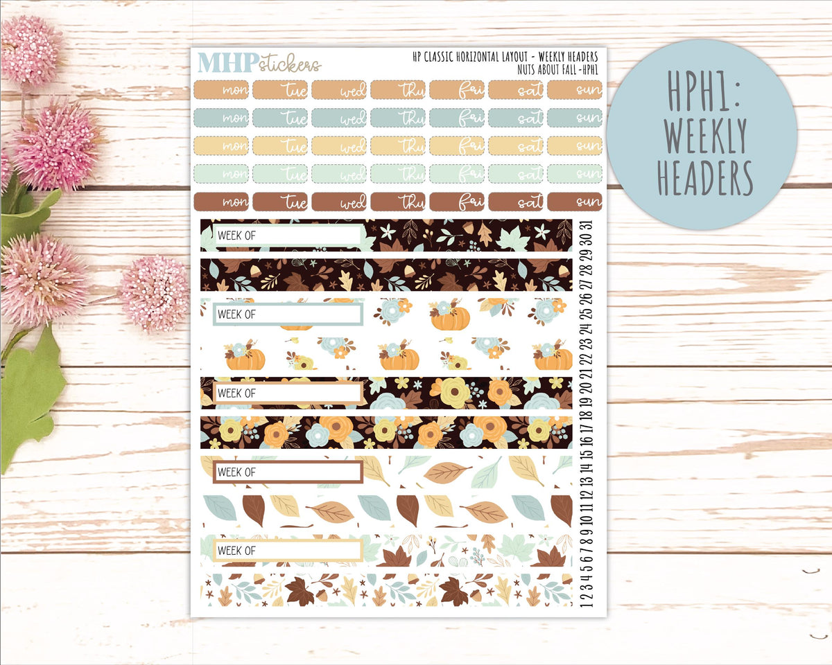 NOVEMBER Stickers for Happy Planner Classic Horizontal Layout. 2026 Collection. "Nuts About Fall" || HPH