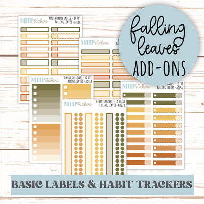 Basic Labels & Habit Trackers. Add-ons for Monthly Kits "Falling Vibes" || AOBL
