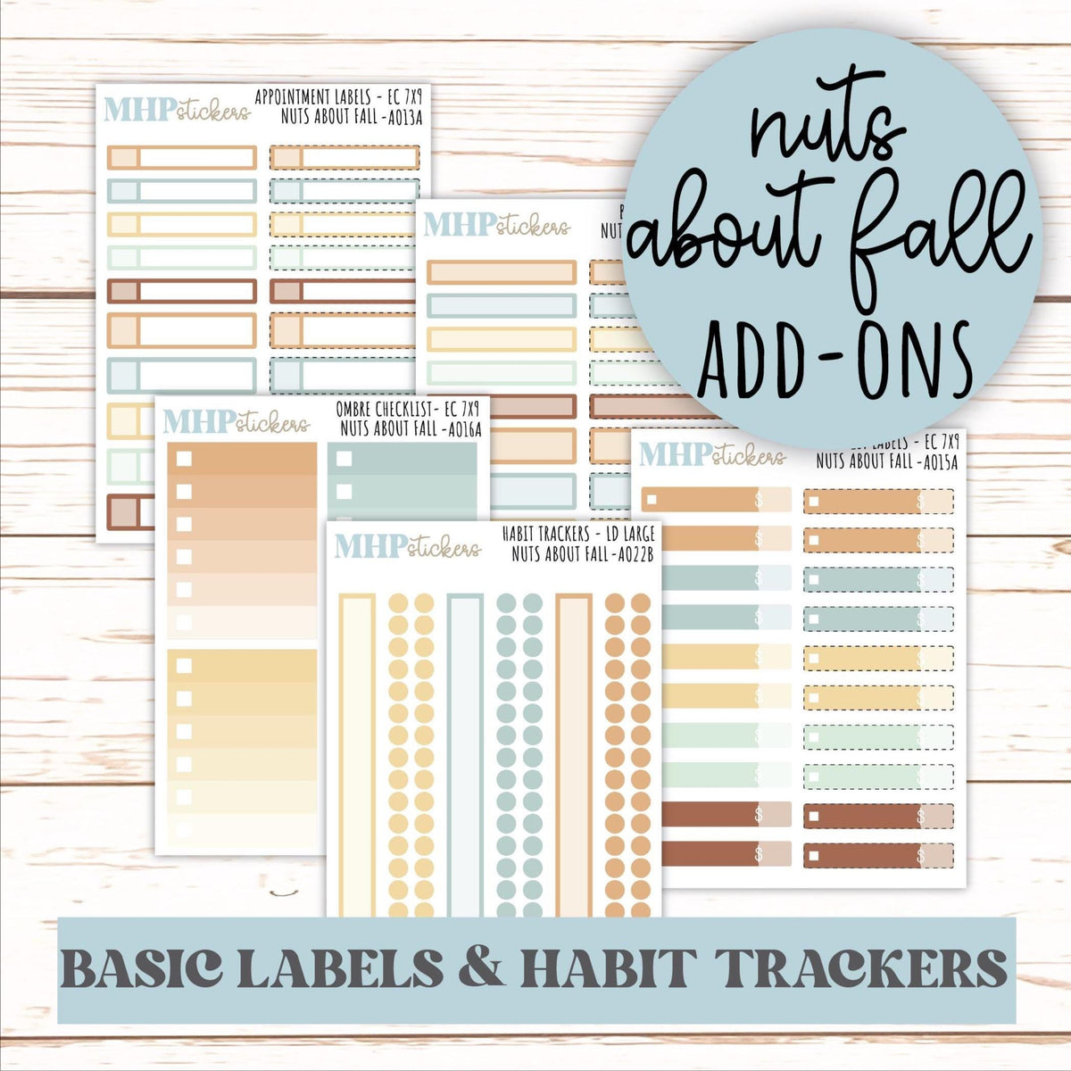 Basic Labels & Habit Trackers. Add-ons for Monthly Kits "Nuts About Fall" || AOBL