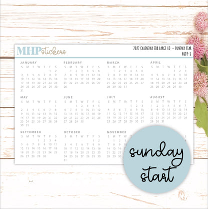 2027 Calendar Stickers for Large Laurel Denise Planners || H609
