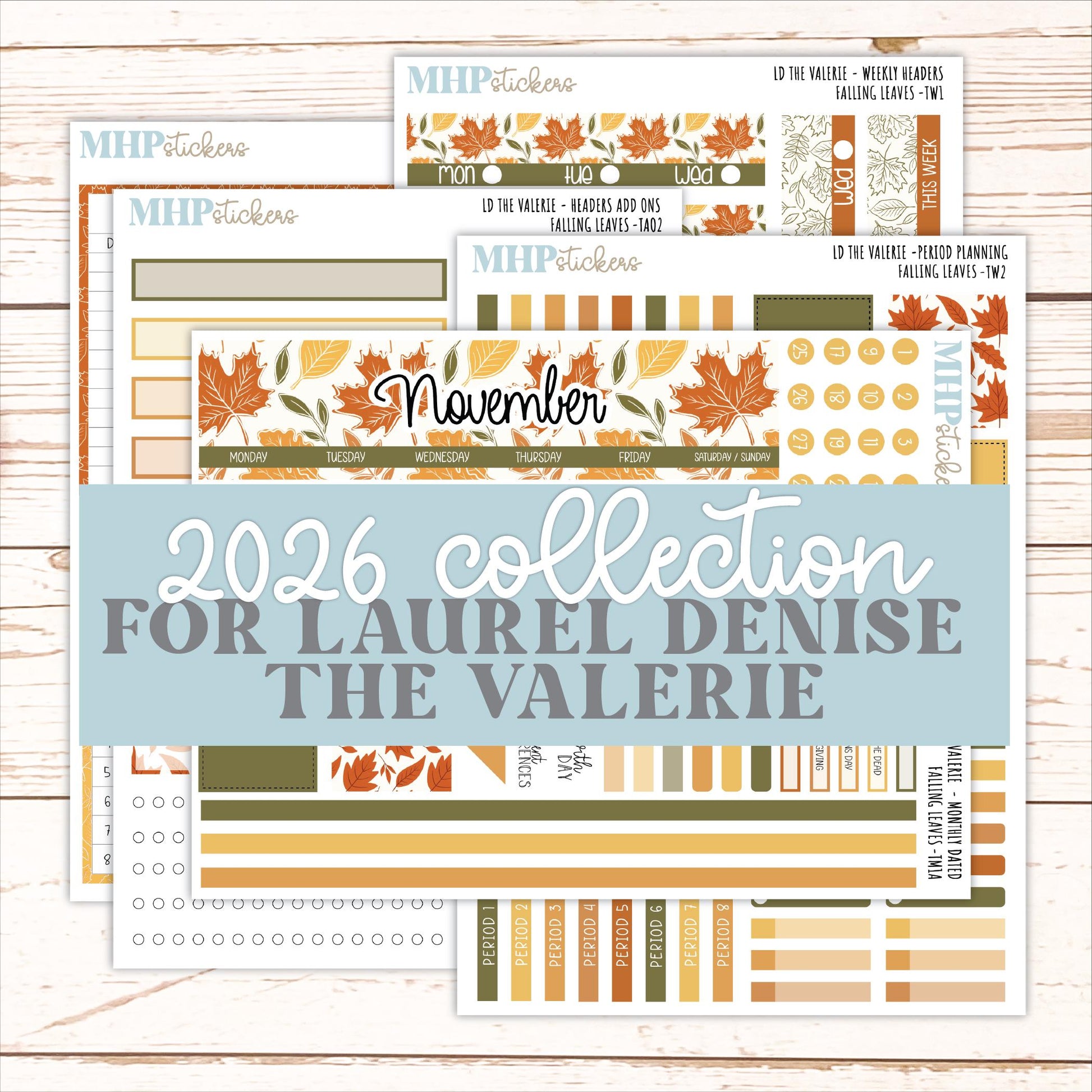NOVEMBER Stickers for The Valerie Laurel Denise Planner "Falling Leaves" || TC