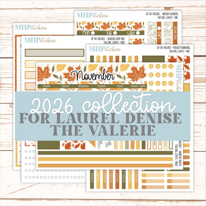 NOVEMBER Stickers for The Valerie Laurel Denise Planner "Falling Leaves" || TC