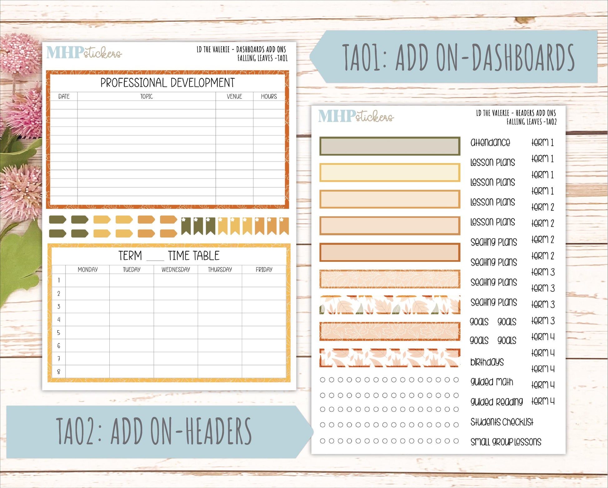 NOVEMBER Stickers for The Valerie Laurel Denise Planner "Falling Leaves" || TC