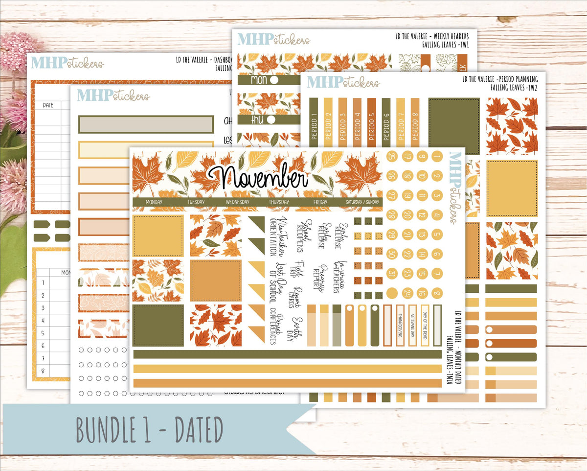 NOVEMBER Stickers for The Valerie Laurel Denise Planner "Falling Leaves" || TC