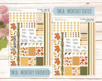 NOVEMBER Stickers for The Valerie Laurel Denise Planner "Falling Leaves" || TC