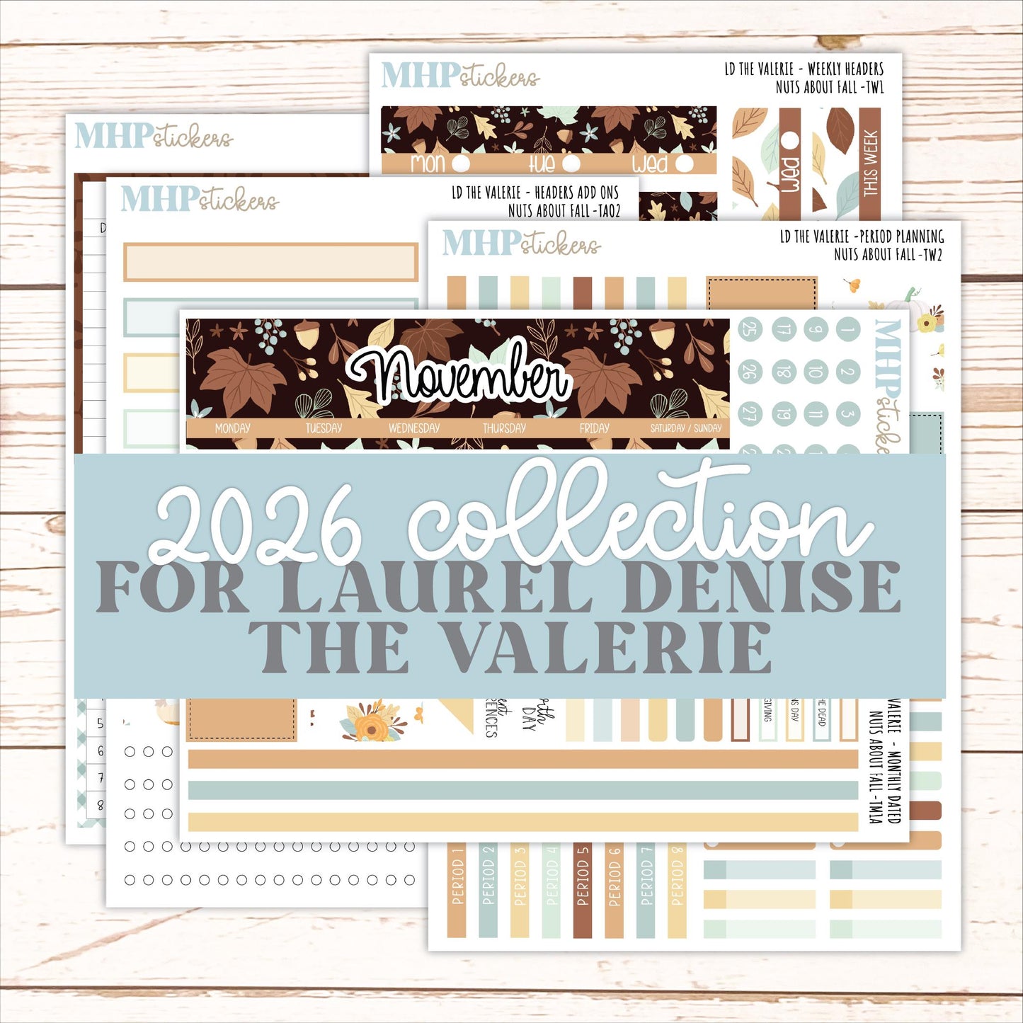 NOVEMBER Stickers for The Valerie Laurel Denise Planner "Nuts About Fall" || TC