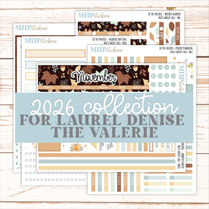 NOVEMBER Stickers for The Valerie Laurel Denise Planner "Nuts About Fall" || TC