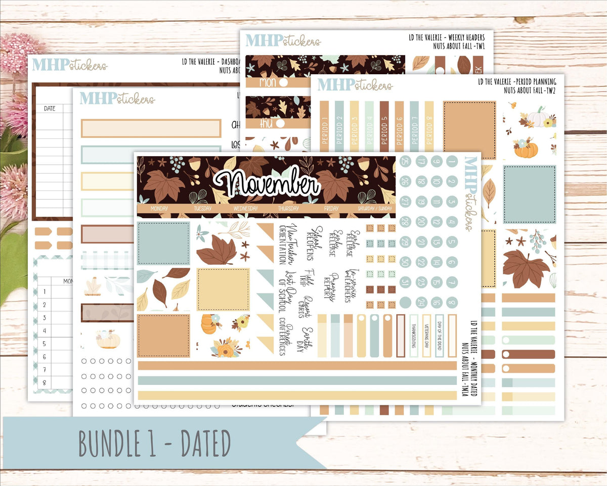 NOVEMBER Stickers for The Valerie Laurel Denise Planner "Nuts About Fall" || TC