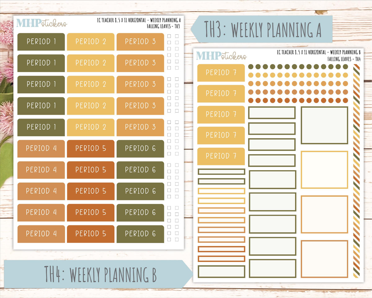 NOVEMBER Stickers for EC Teacher Lesson Planner - Horizontal Layout. 2026 Collection "Falling Leaves" || ECTH