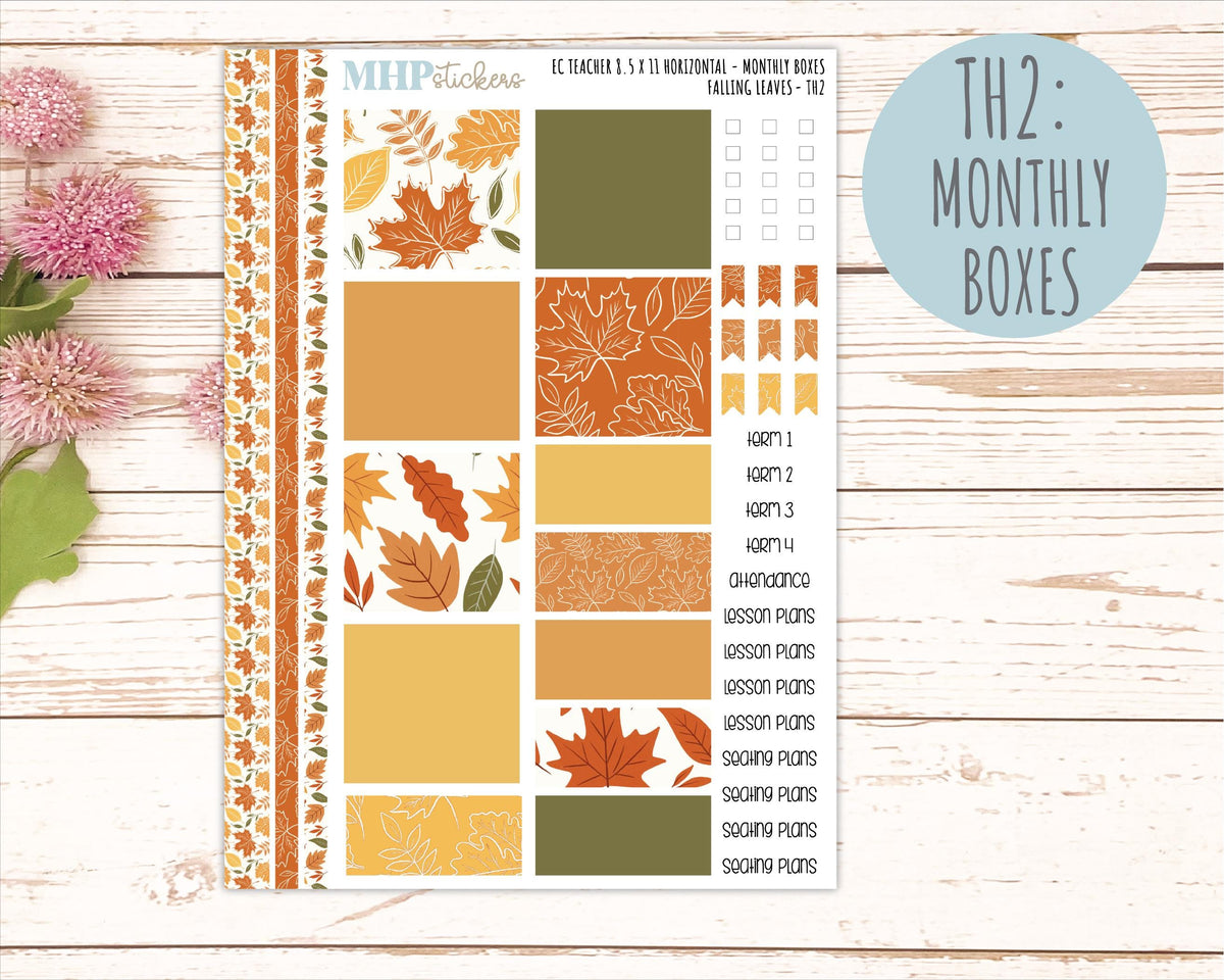 NOVEMBER Stickers for EC Teacher Lesson Planner - Horizontal Layout. 2026 Collection "Falling Leaves" || ECTH