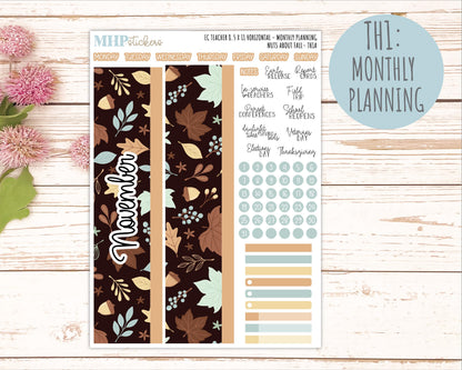 NOVEMBER Stickers for EC Teacher Lesson Planner - Horizontal Layout. 2026 Collection "Nuts About Fall" || ECTH