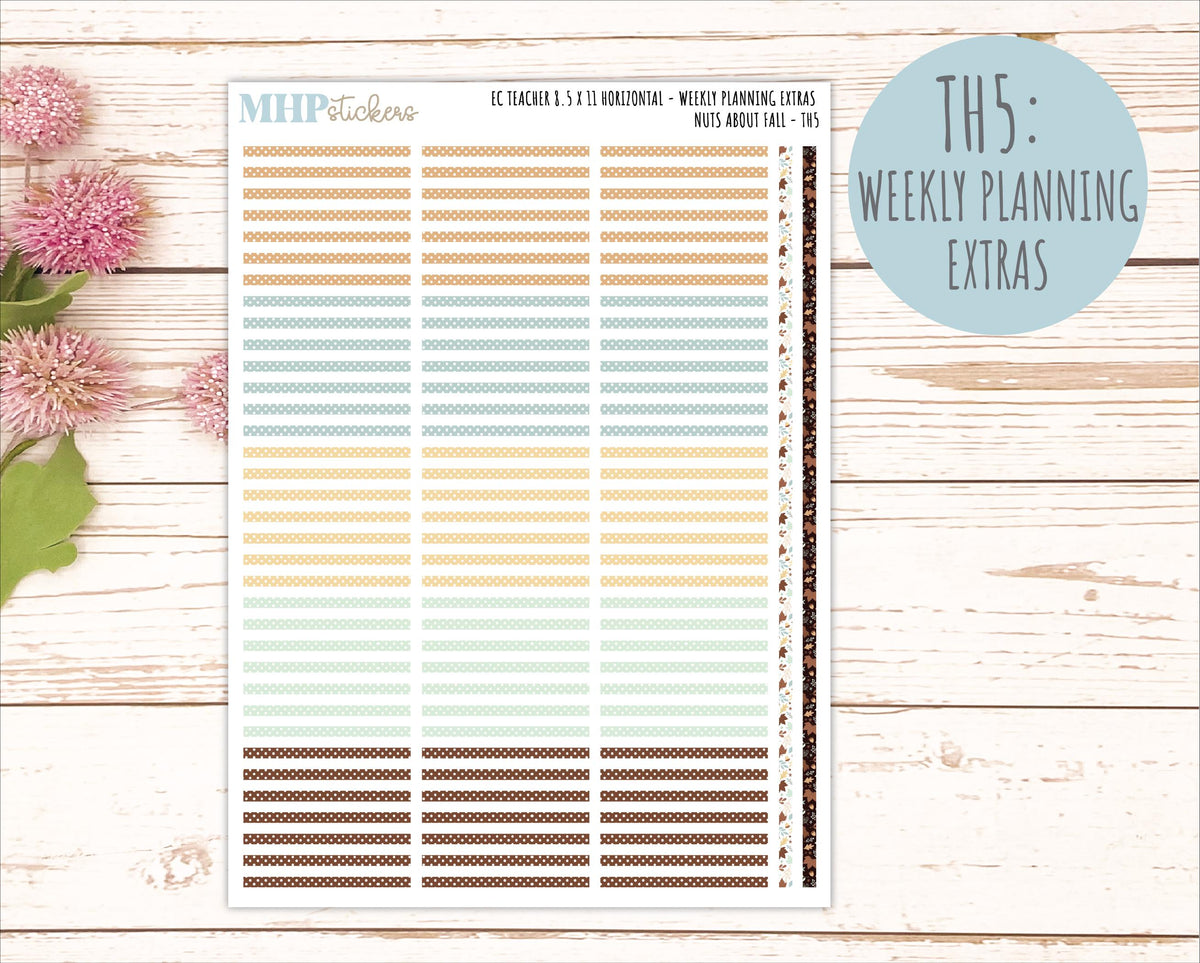 NOVEMBER Stickers for EC Teacher Lesson Planner - Horizontal Layout. 2026 Collection "Nuts About Fall" || ECTH