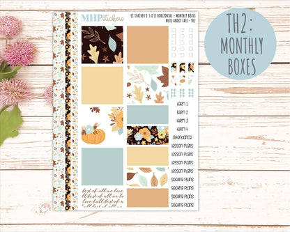 NOVEMBER Stickers for EC Teacher Lesson Planner - Horizontal Layout. 2026 Collection "Nuts About Fall" || ECTH
