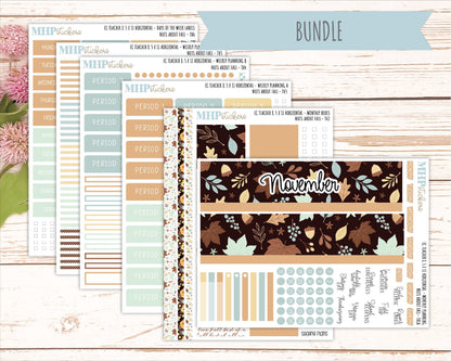 NOVEMBER Stickers for EC Teacher Lesson Planner - Horizontal Layout. 2026 Collection "Nuts About Fall" || ECTH