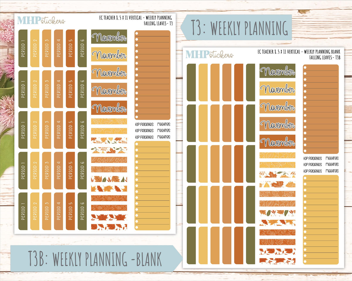 NOVEMBER Stickers for EC Teacher Lesson Planner - Vertical Layout. 2026 Collection "Falling Leaves" || ECTV