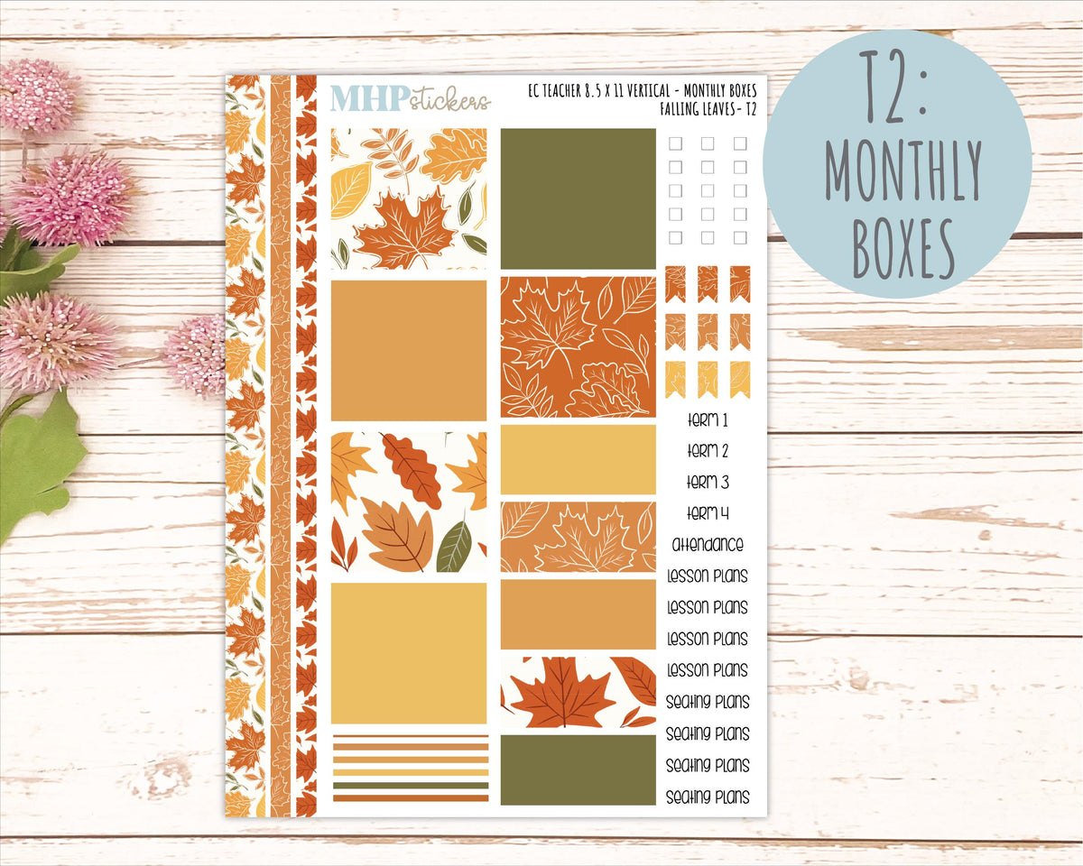 NOVEMBER Stickers for EC Teacher Lesson Planner - Vertical Layout. 2026 Collection "Falling Leaves" || ECTV