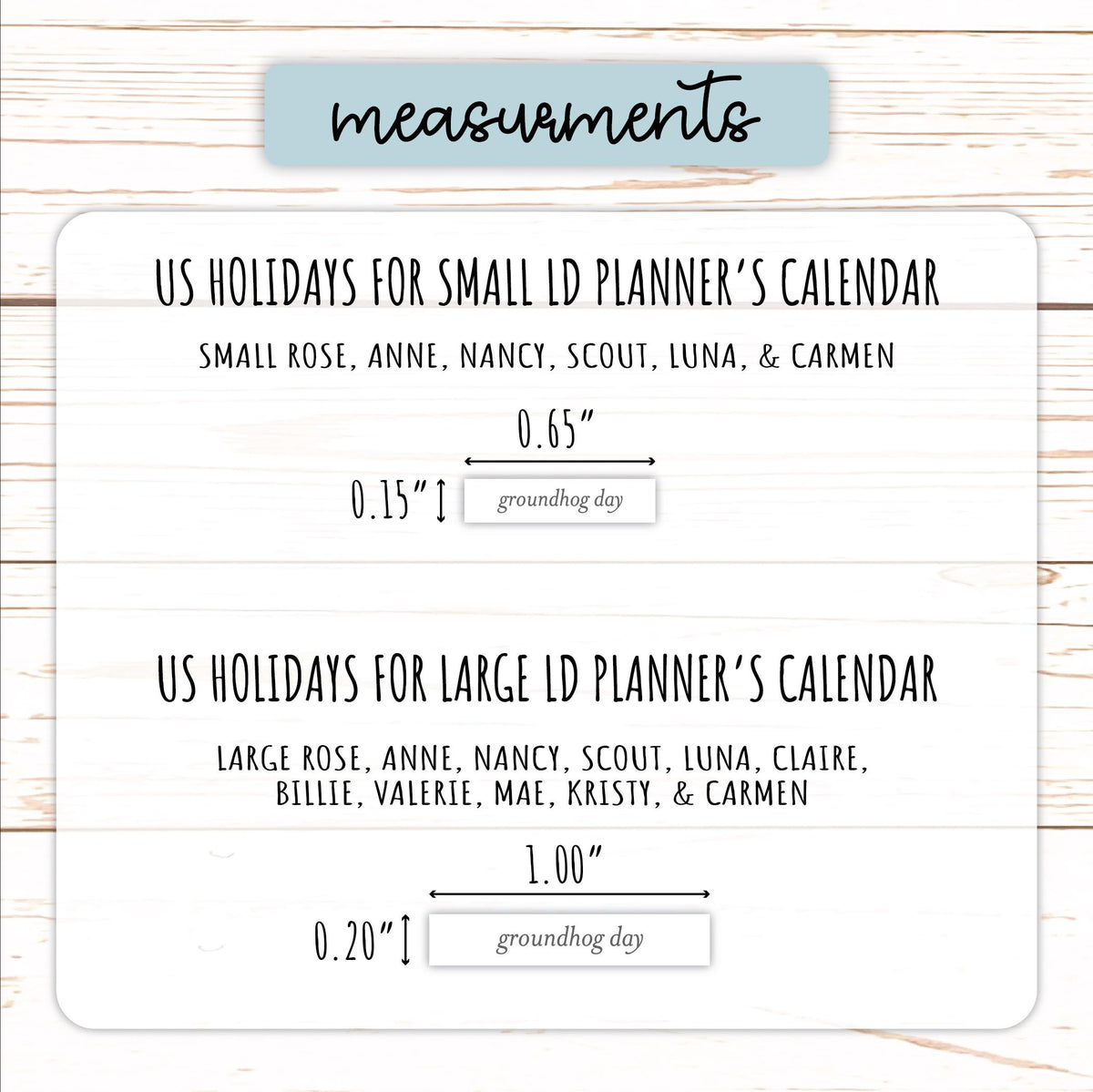 US Holiday stickers for Laurel Denise Planner's Calendar || H610 H611