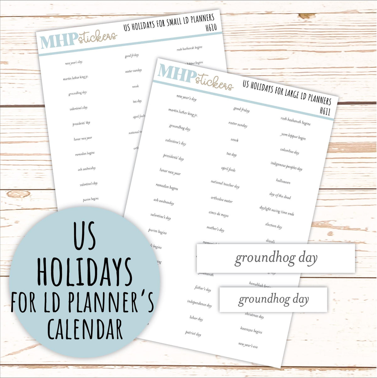 US Holiday stickers for Laurel Denise Planner's Calendar || H610 H611