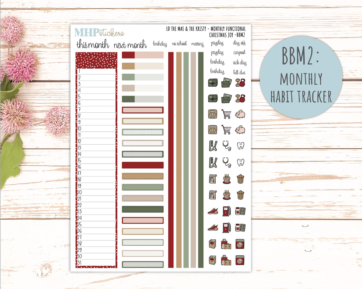 DECEMBER 2026 Stickers for the Mae & Kristy Laurel Denise Planners "Christmas Joy" || BB