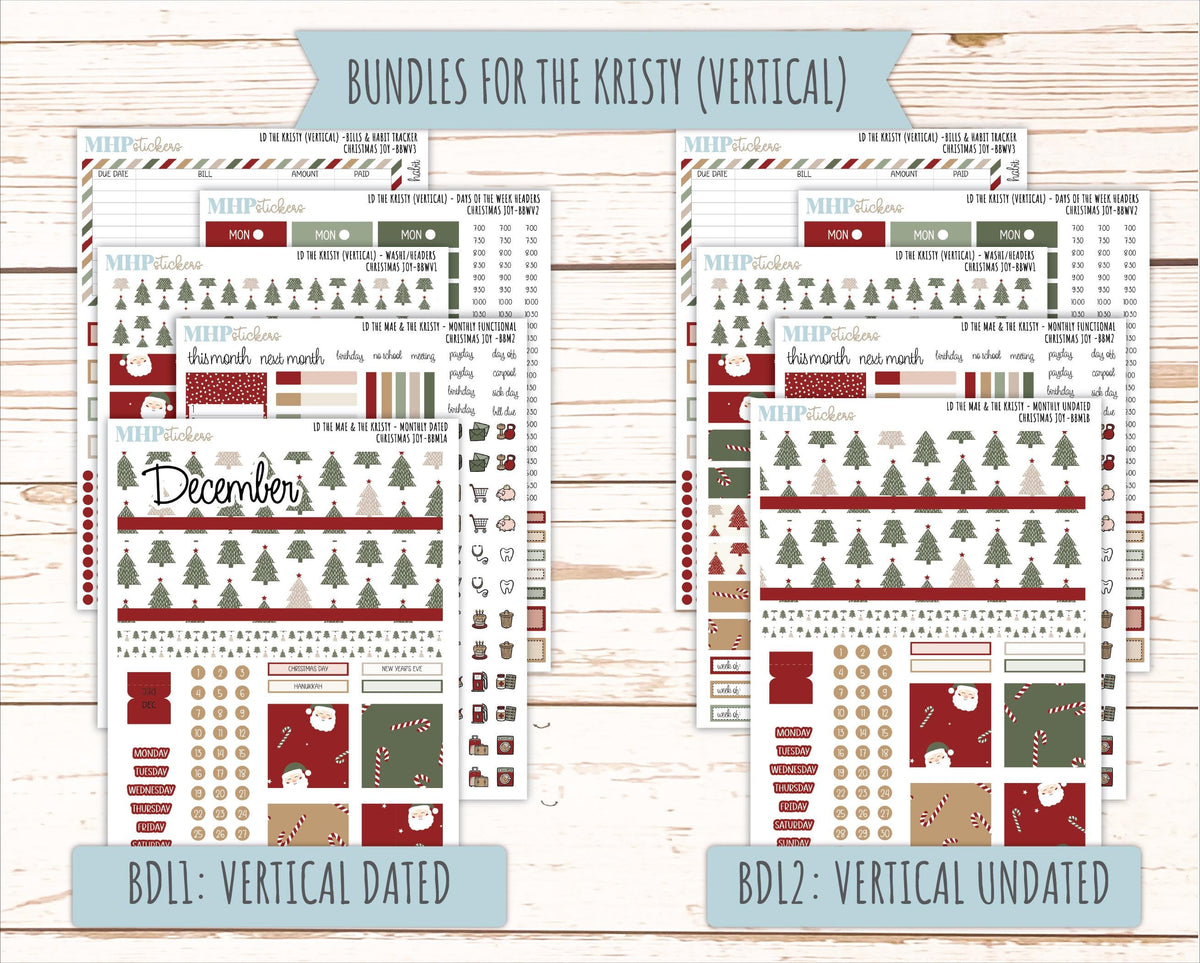 DECEMBER 2026 Stickers for the Mae & Kristy Laurel Denise Planners "Christmas Joy" || BB