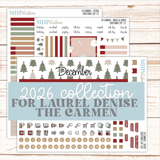 DECEMBER 2026 Stickers for The Carmen Laurel Denise Planner "Christmas Joy" || C