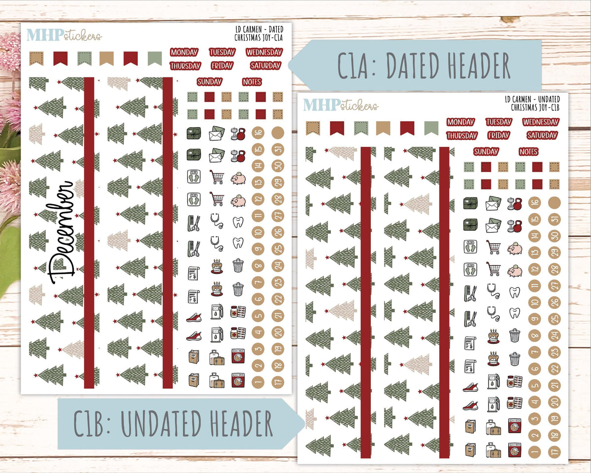 DECEMBER 2026 Stickers for The Carmen Laurel Denise Planner "Christmas Joy" || C